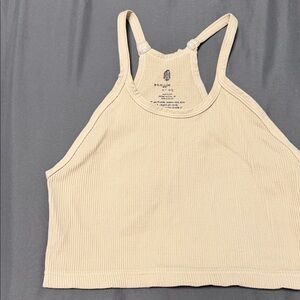 FP Movement by Free People Beige Ribbed Crop Top